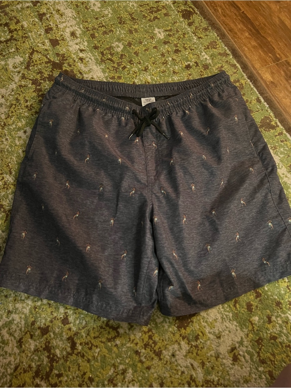 Exp Men's Charcoal Swim Shorts with Small Embroidered Motif